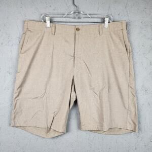PGA Tour Shorts Mens 40 Beige Khaki Flat Front Golf Casual Lightweight Chino